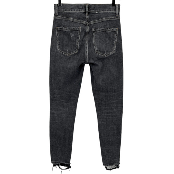 Agolde Gray High Rise Distressed Released Raw Hem Skinny Jeans Size 24 - Picture 3 of 10
